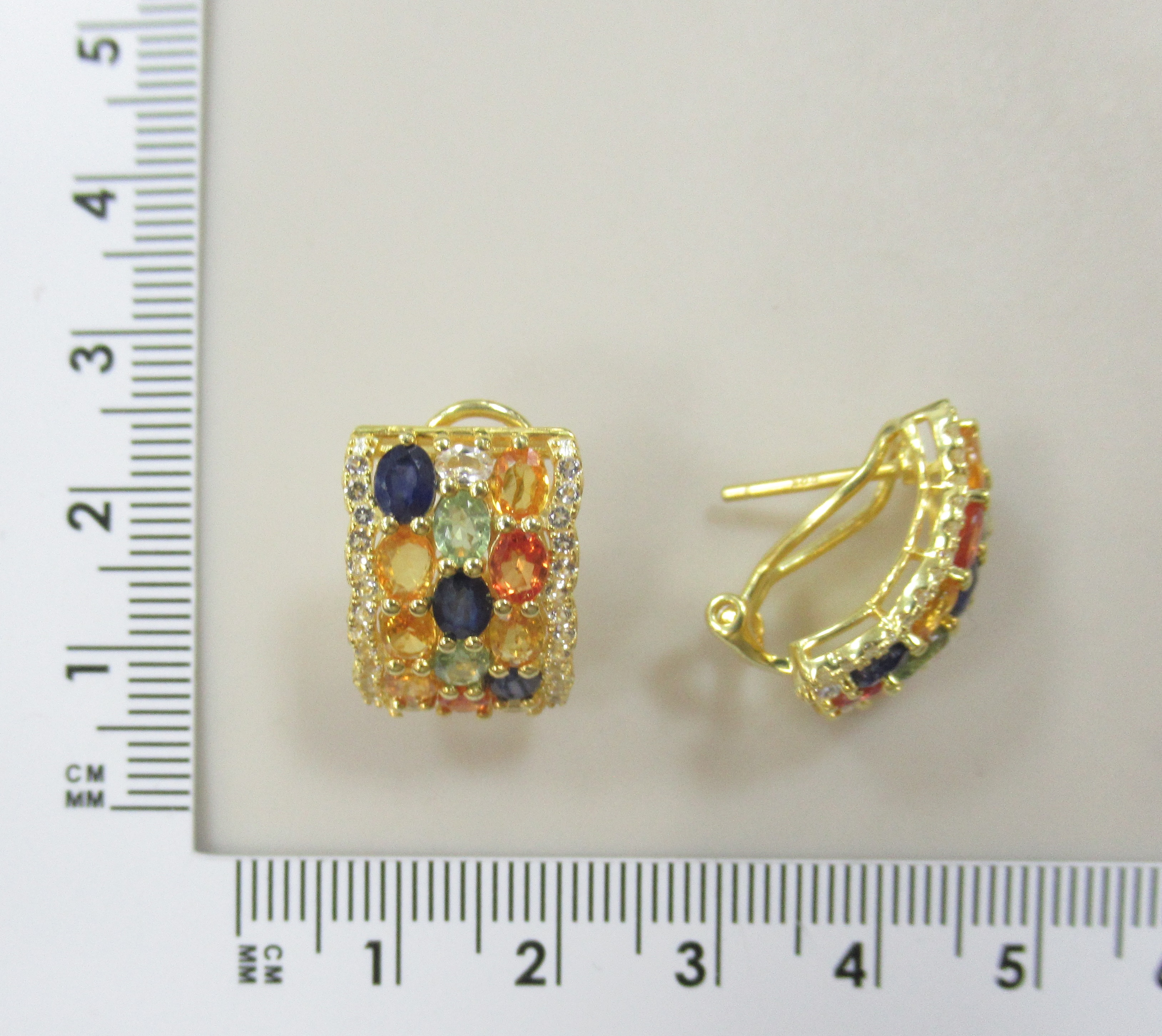 Серебряные серьги с мультисапфирами